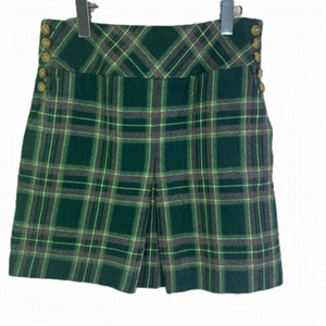 VINTAGE Ann Taylor Women's Green Gray Plaid Skirt Size 4